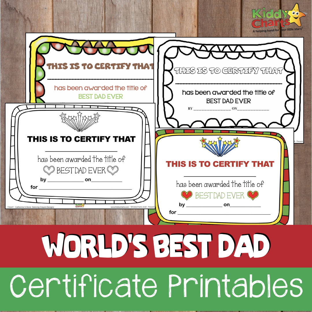 Best Dad In The World Fathers Day Certificates in Father&amp;#039;S Day Awards Printable