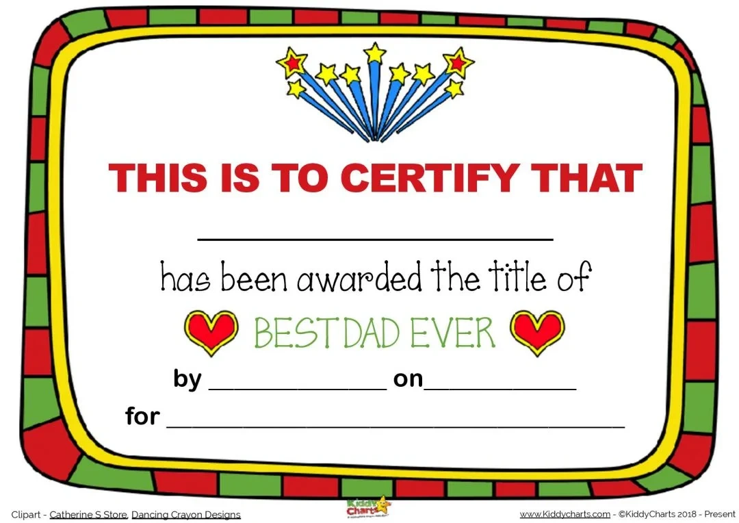 Best Dad In The World Fathers Day Certificates in Father&amp;#039;S Day Awards Printable