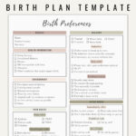 Birth Plan Template Printable Editable Neutral Colors   Etsy With Regard To Printable Birth Plan Template