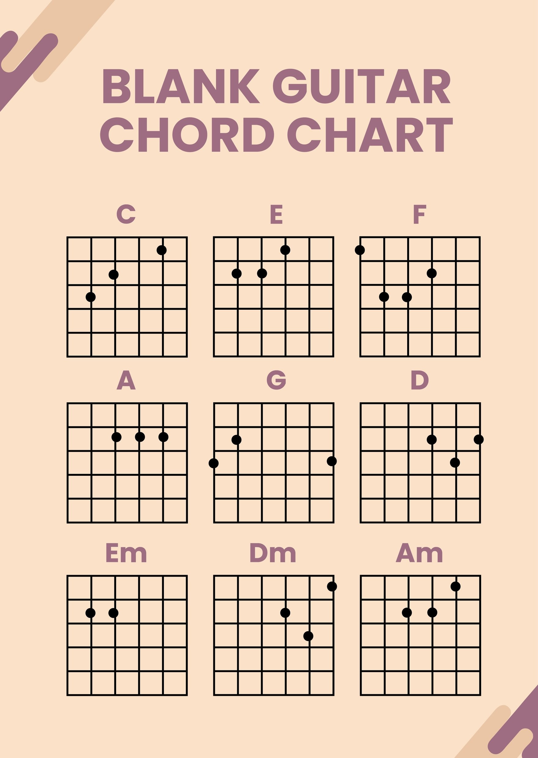 Blank Guitar Chord Chart In Illustrator, Pdf - Download | Template inside Free Printable Printable Blank Chord Charts