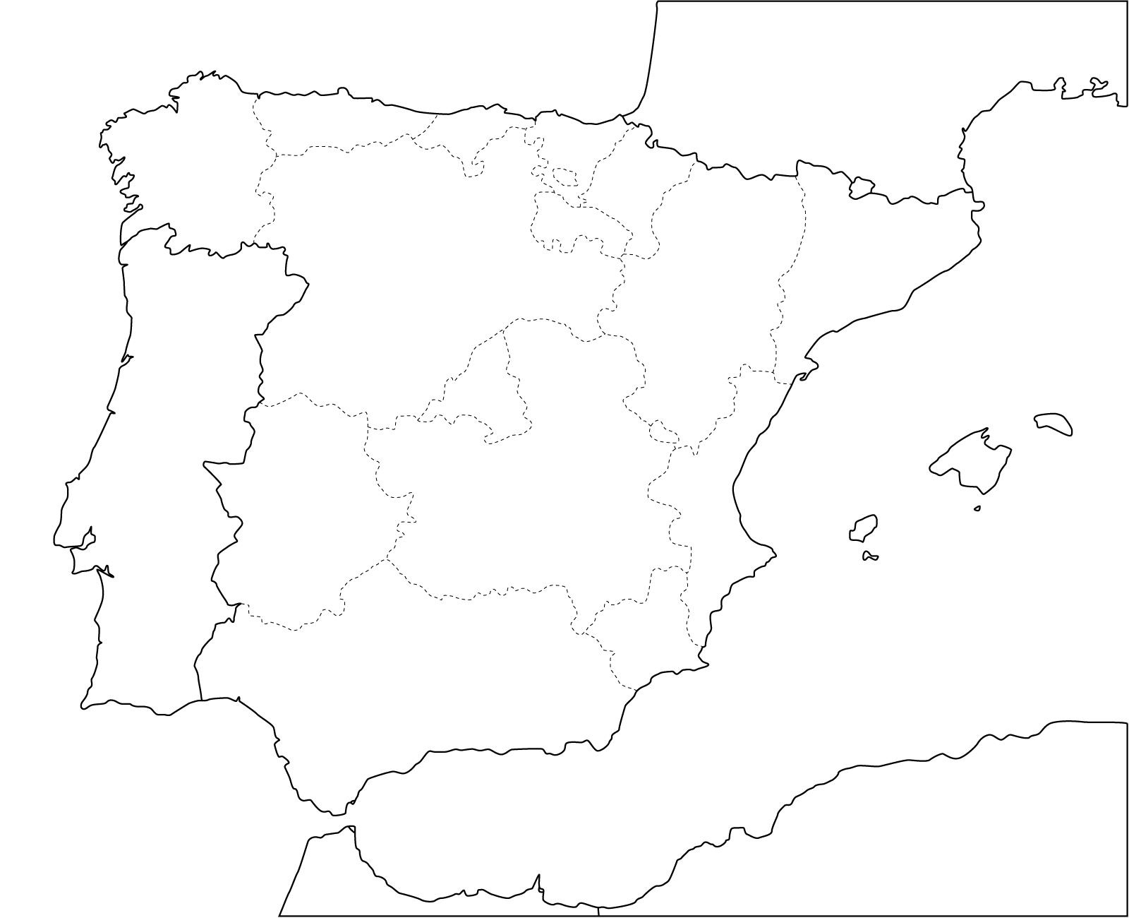 Blank Map Of Spain - Plain Map Of Spain (Southern Europe - Europe) inside Printable Outline Map Spain Portugal