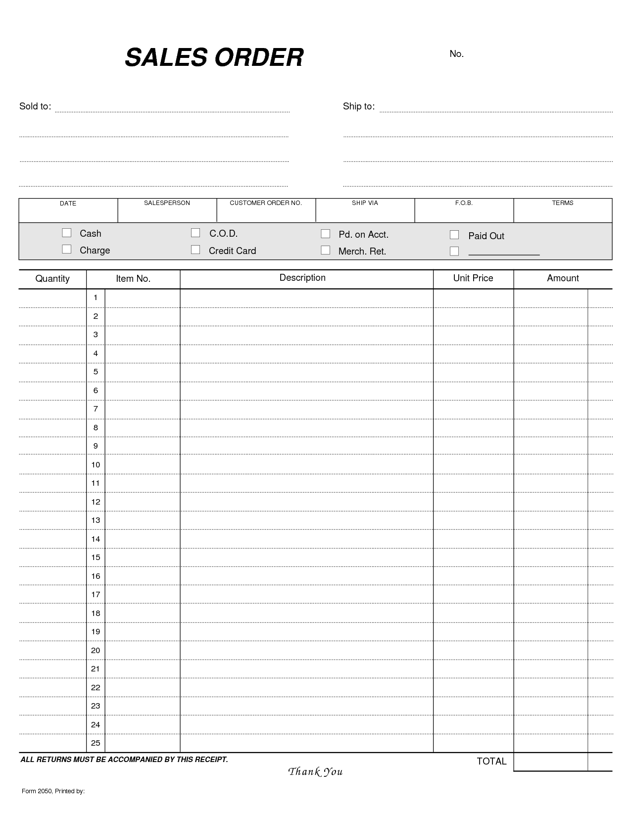 Blank Order Forms - 10 Free Pdf Printables | Printablee with regard to Blank Form 17 Printable