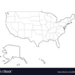 Blank Schwarze Umrisskarte Von Usa Vereint Vektorbild Regarding Blank Printable Map Of The United States