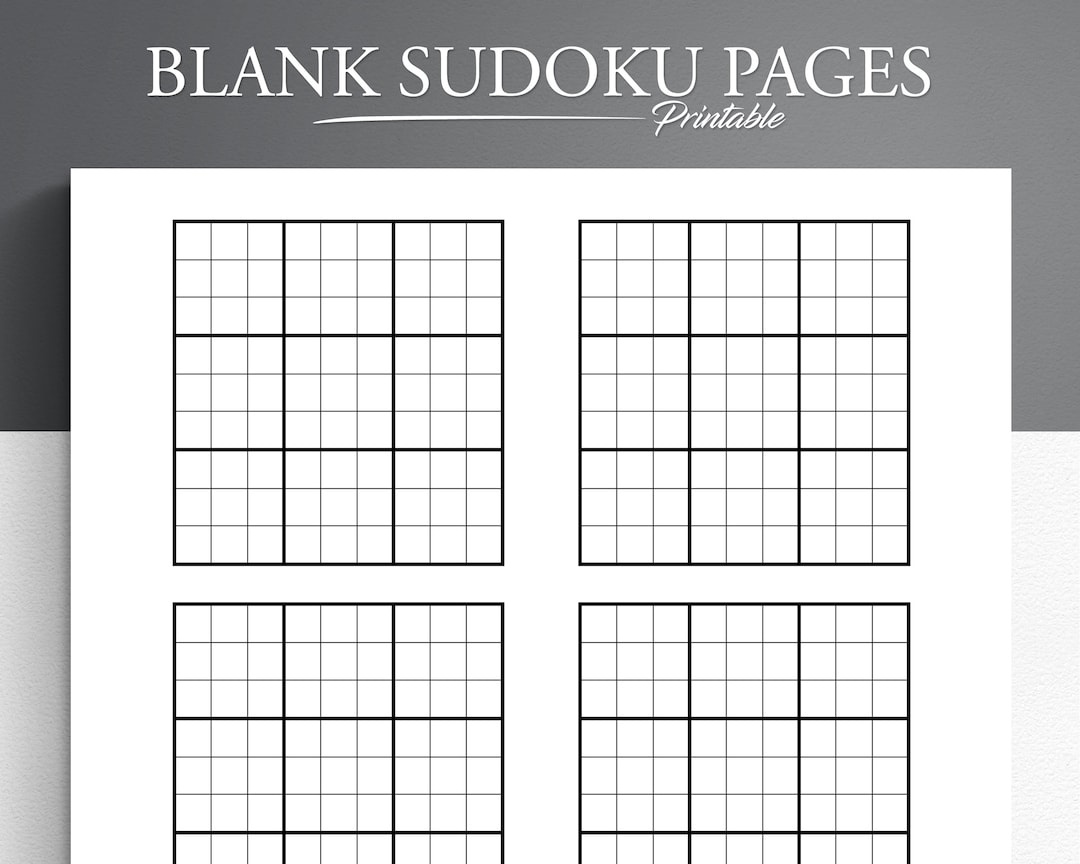 Blank Sudoku Pages. Printable Blank Sudoku. Sudoku Grid. Sudoku Game Sheets. - Etsy Sweden intended for Blank Printable Sudoku Pages