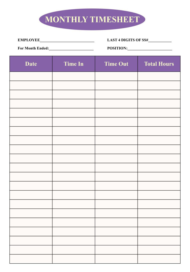 Free Printable Time Sheets