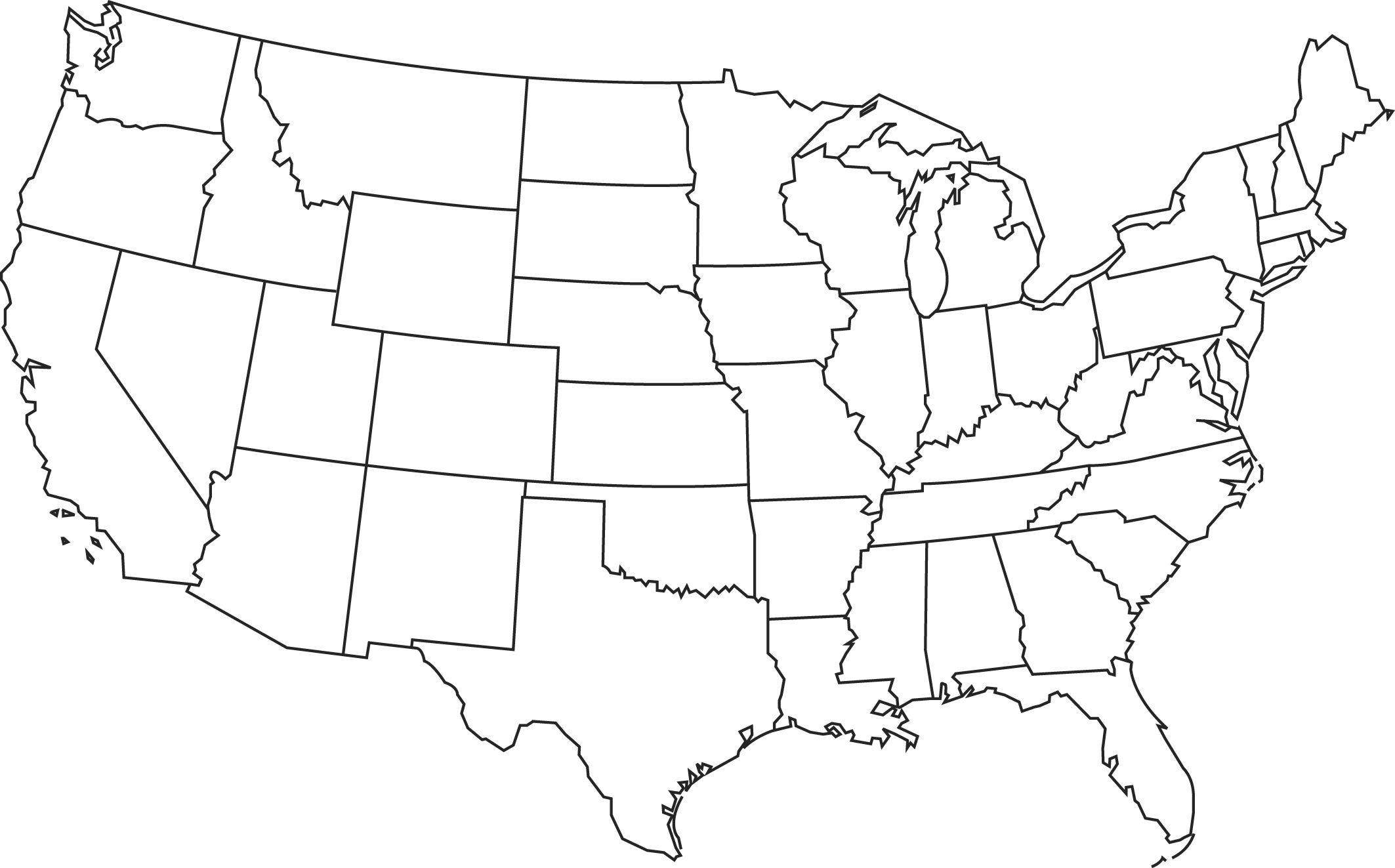 Blank Us Map Clipart - Clipart Suggest for Blank Printable Map of Usa