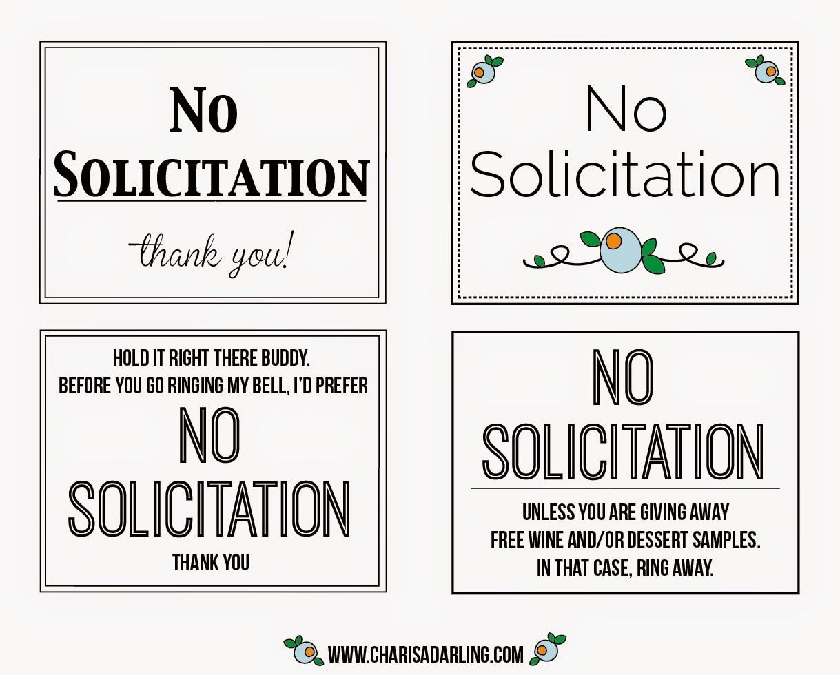 Blogger in No Solicitors Sign Printable