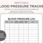 Blood Pressure Chart Printable Instant Download, Medical Tracker In Blood Pressure Log Free Printable