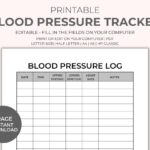 Blood Pressure Chart Printable Instant Download, Medical Tracker Regarding Printable Blood Pressure Chart