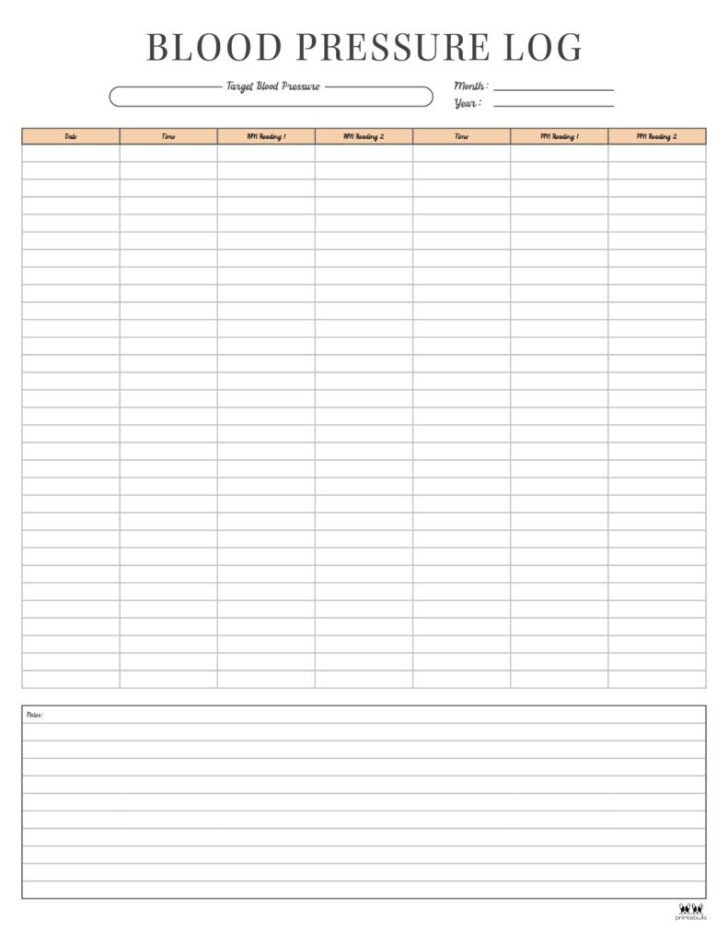 Free Printable Blood Pressure Log