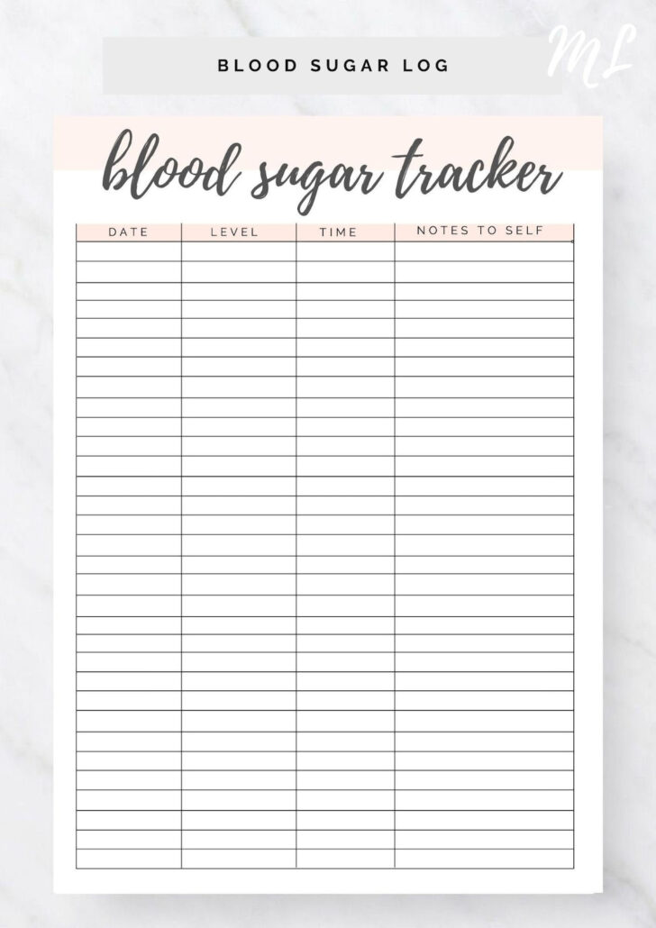 Printable Blood Sugar Log