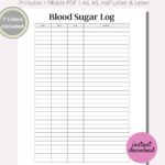 Blood Sugar Log Printable, Blood Sugar Tracker, Blood Glucose Pertaining To Printable Blood Glucose Log