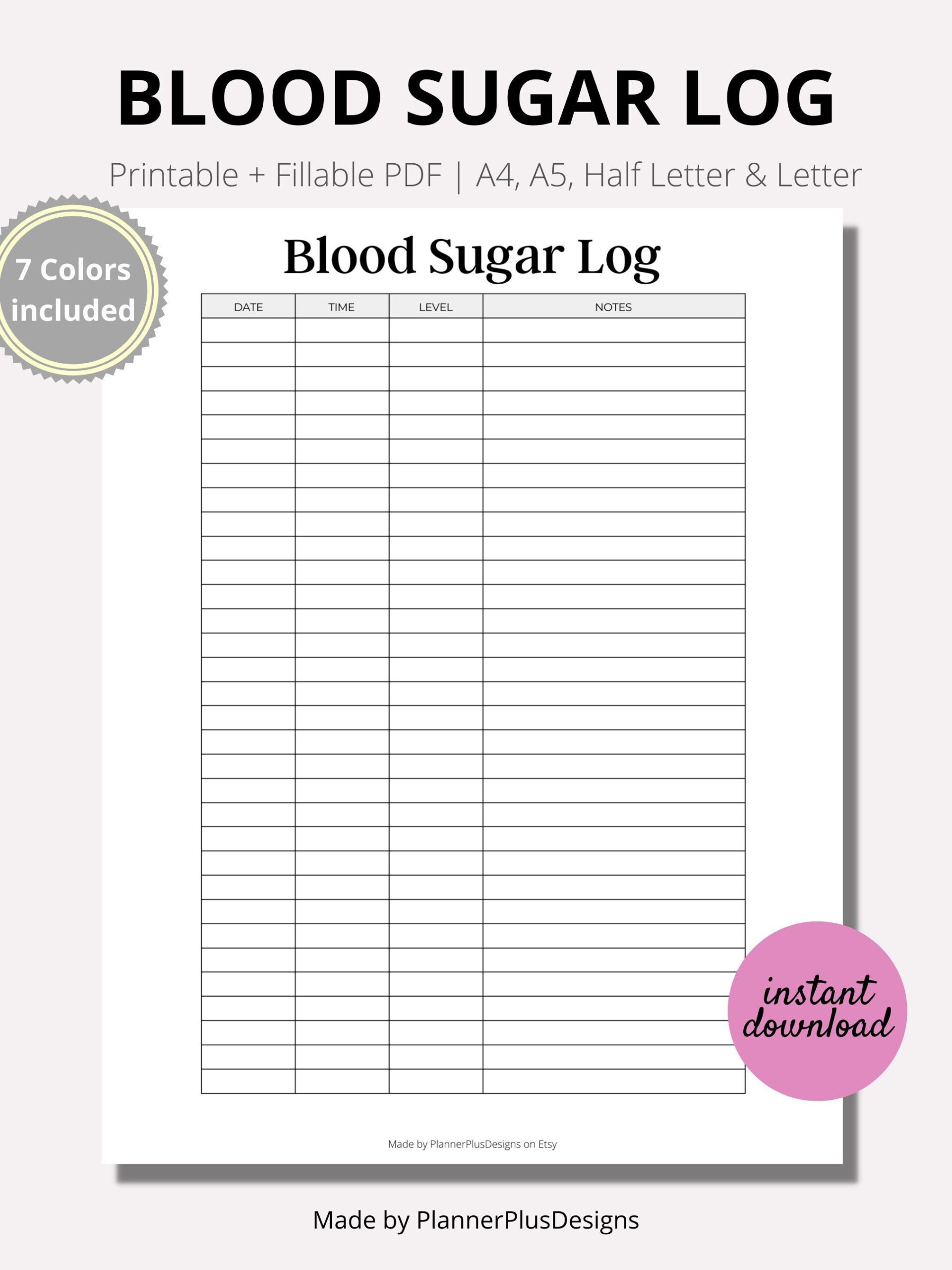 Blood Sugar Log Printable, Blood Sugar Tracker, Blood Glucose pertaining to Printable Blood Glucose Log