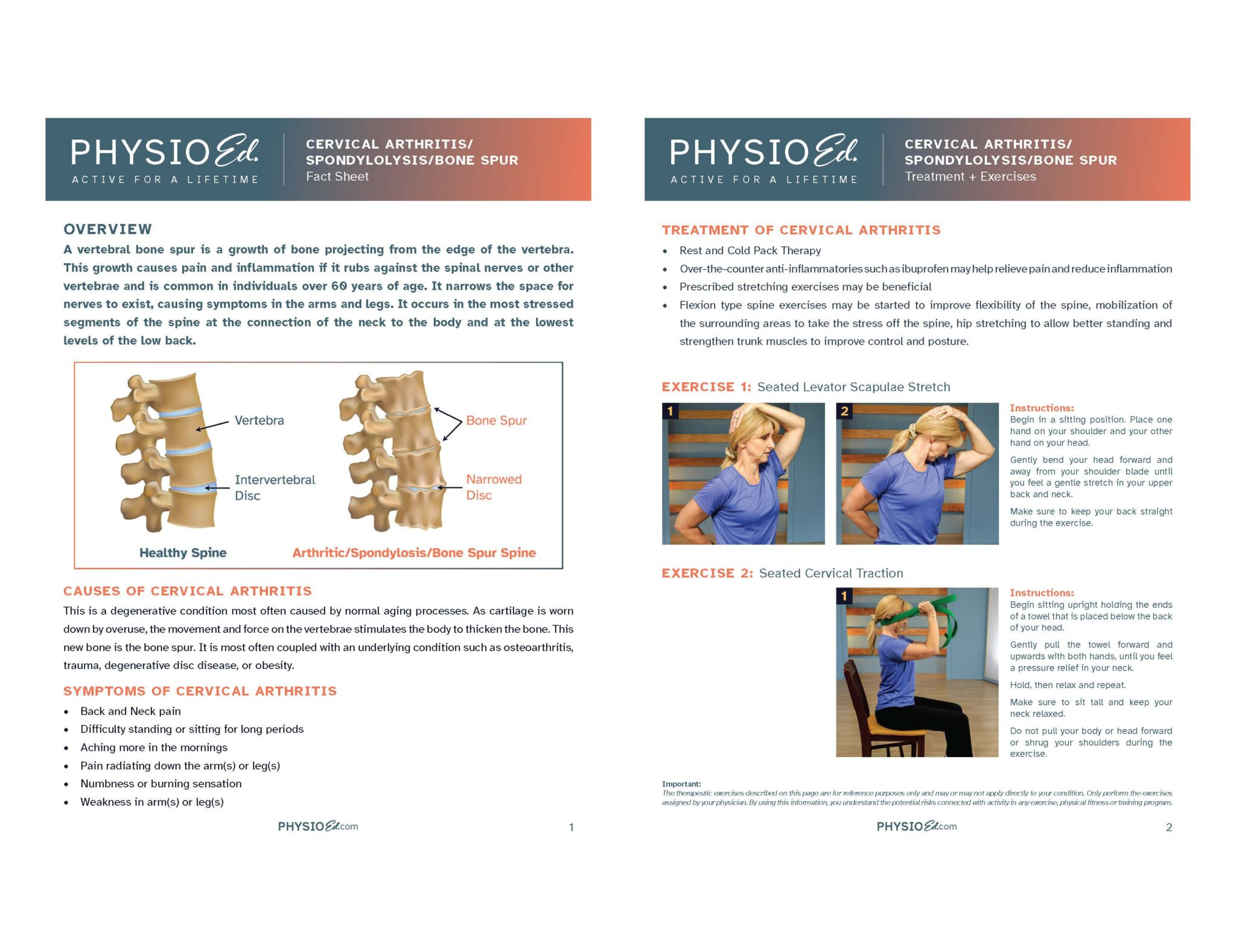 Bone Spur Printable Exercises [Pdf] - Physio Ed. for Printable Arthritis In Neck Treatment Exercises