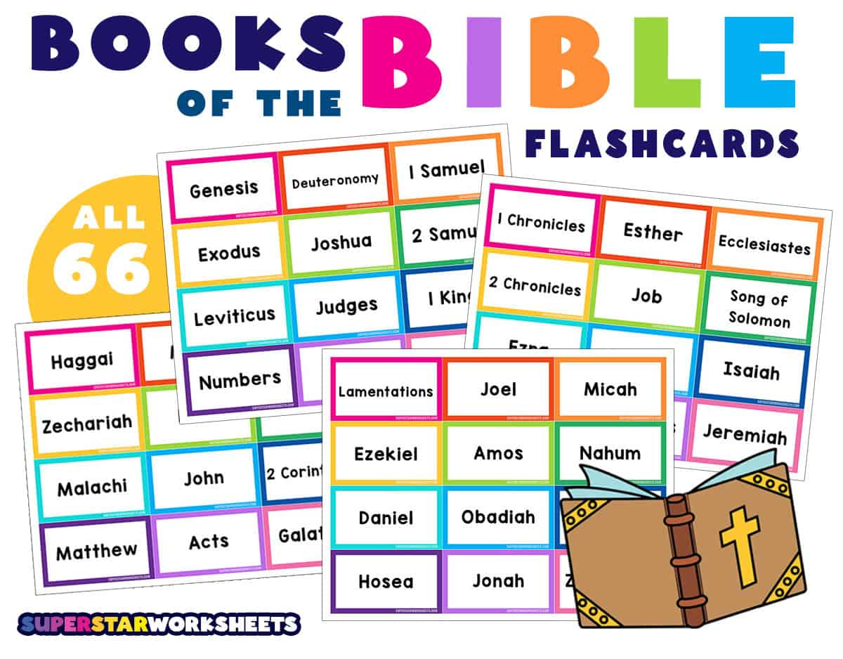 Books Of The Bible Flashcards - Superstar Worksheets for Books Of The Bible Printable