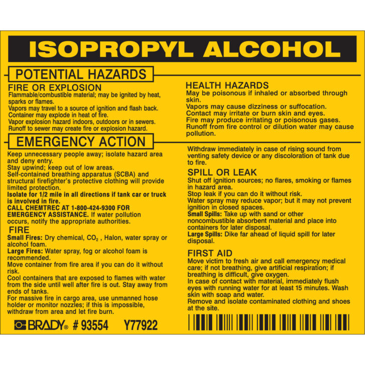 Isopropyl Alcohol Label Printable