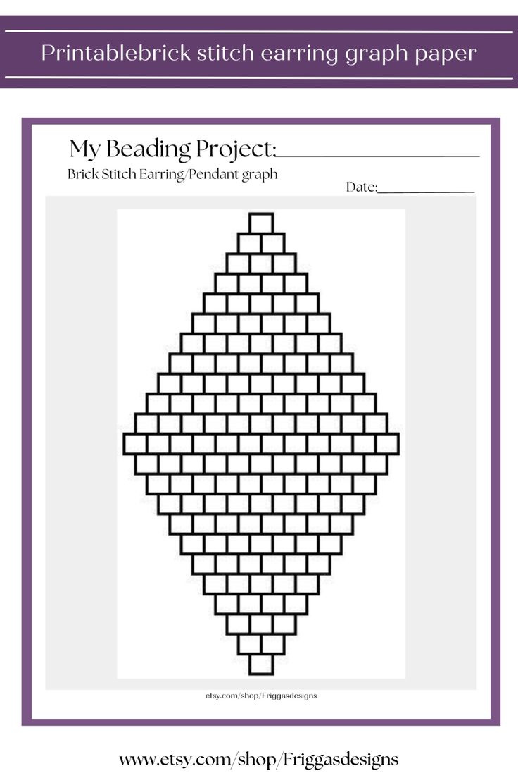 Brick Stitch Earring/Pendant Printable Graph Paper pertaining to Printable Triangle Beading Graph Paper