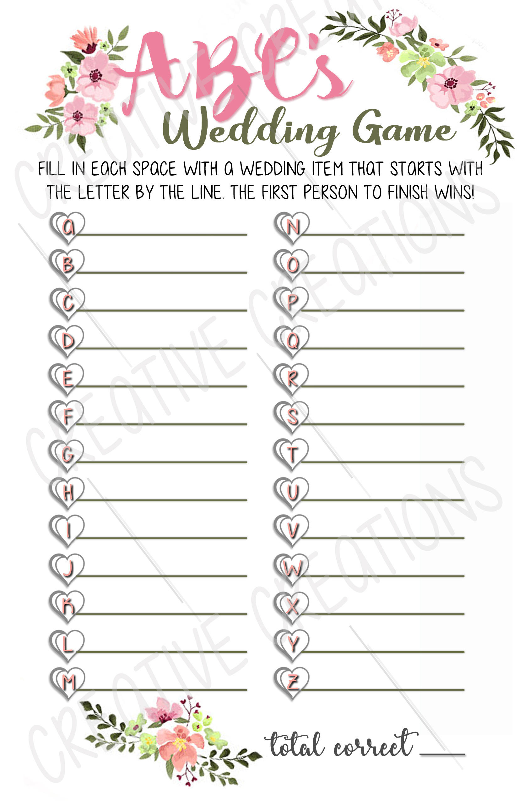 Bridal Shower Game Abc&amp;#039;S Bridal Shower Game, Printable Template throughout Couples Shower Games Printable