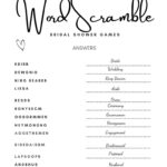 Bridal Shower Games Printable, Wedding Word Scramble Printable Intended For Printable Wedding Shower Games