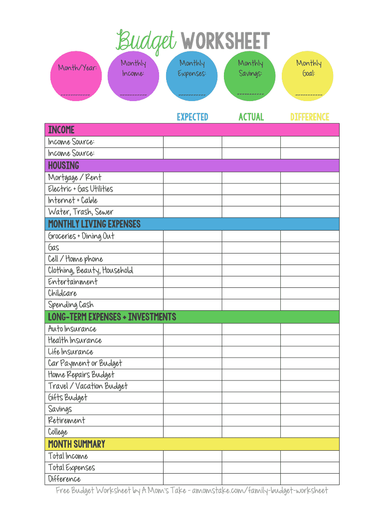 Budget Worksheet Pdf - Fill Online, Printable, Fillable, Blank intended for Free Printable Budget Worksheet