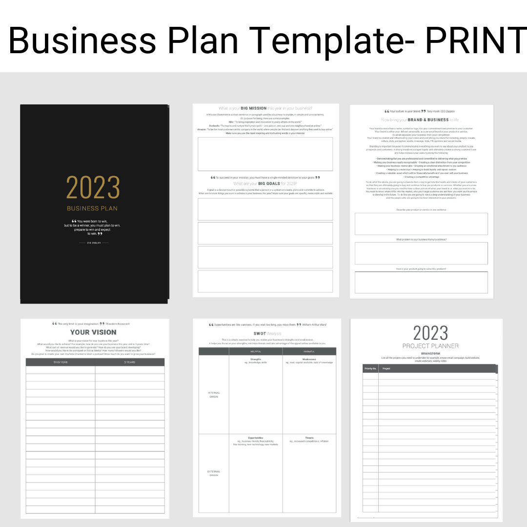 Business Plan Template- Print Version — The Best Business Planner inside Printable Business Plan Template