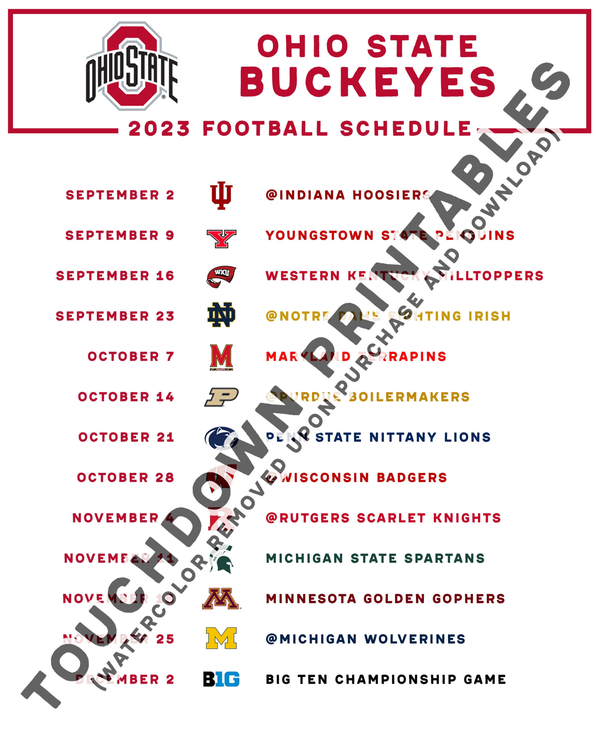 Calendar State - Etsy within Ohio State Football Schedule 2024-2025 Printable