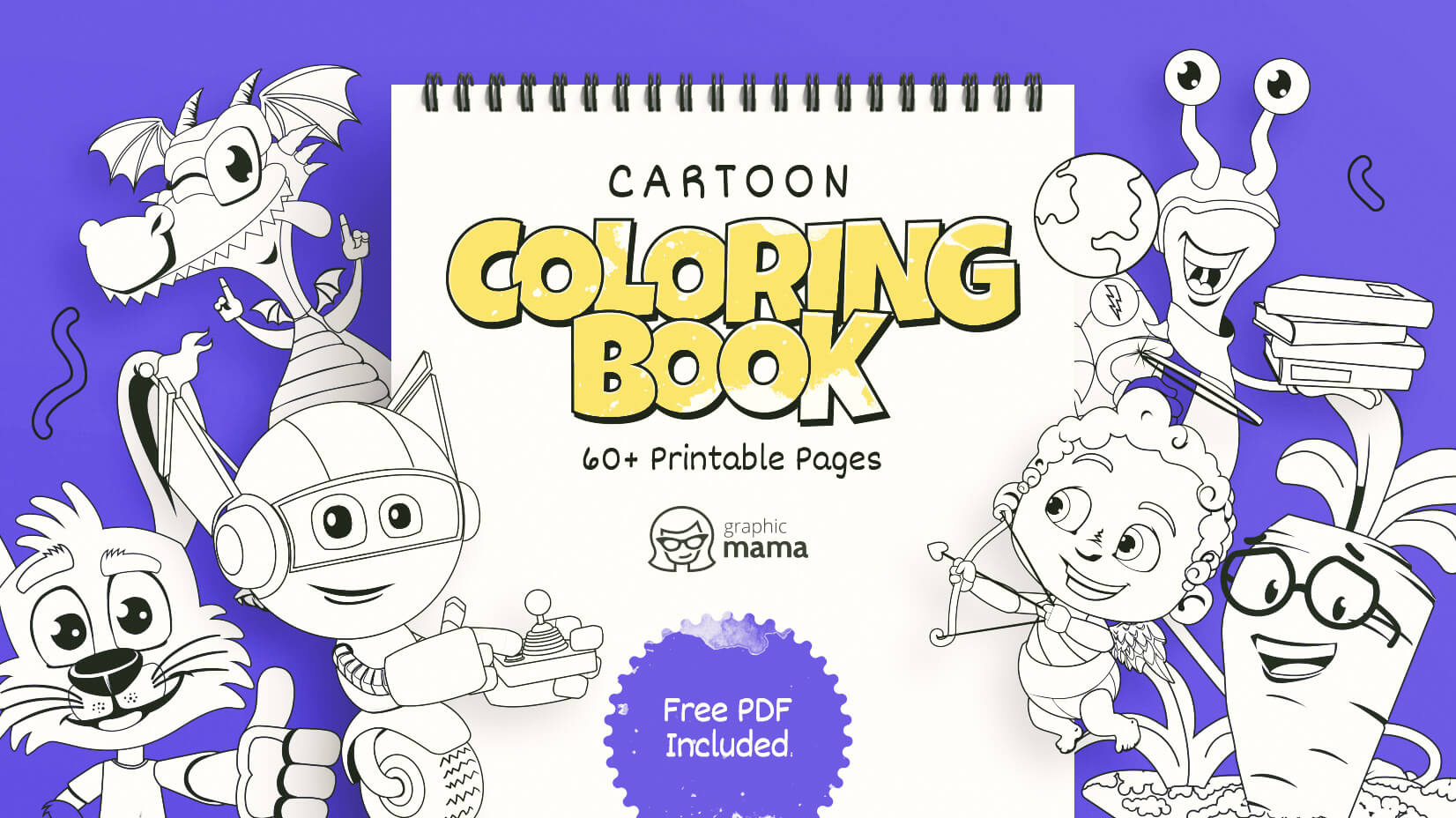 Cartoon Coloring Book: 60+ Free Printable Pages Pdfgraphicmama intended for Free Printable Coloring Book