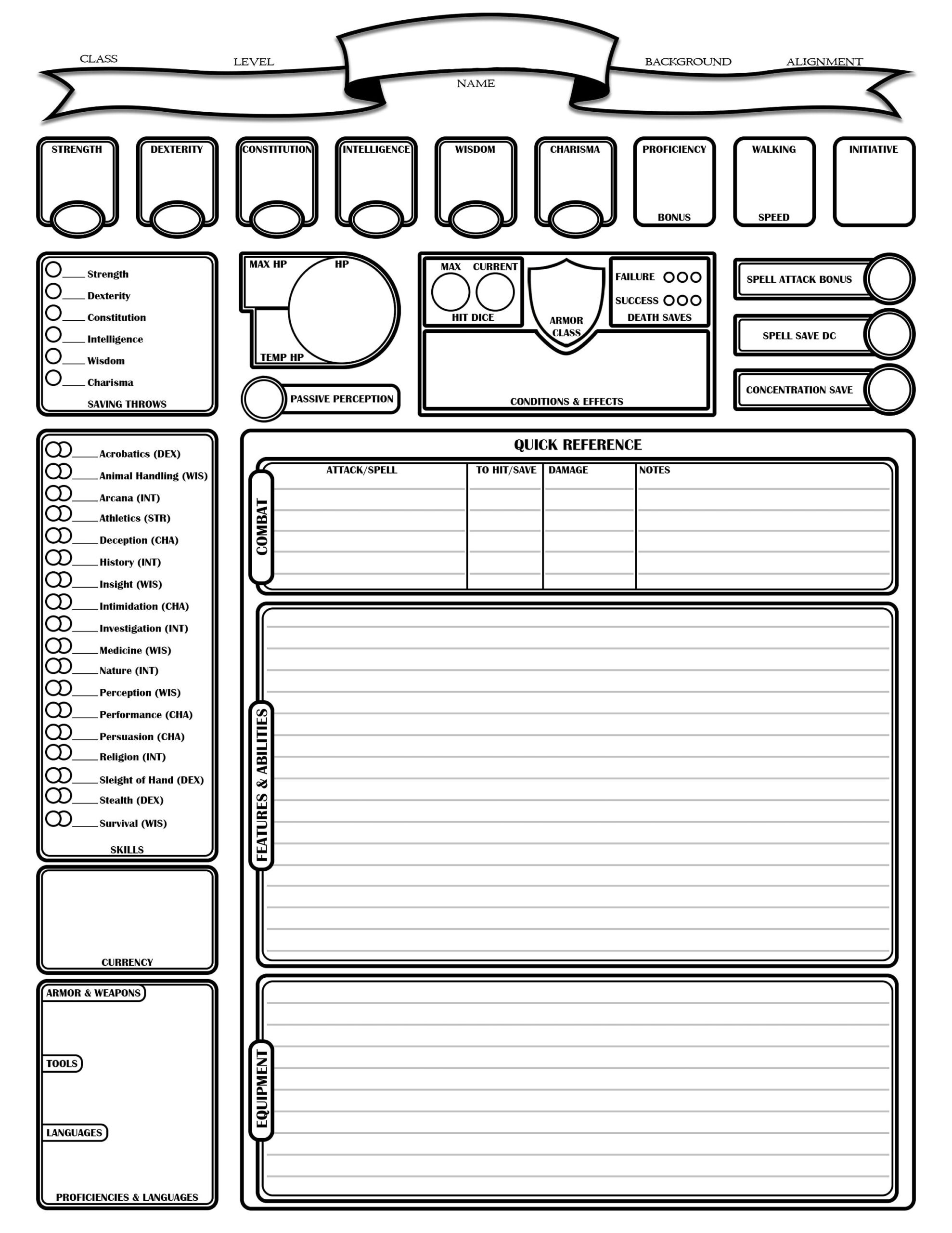 Character Sheet D&amp;amp;D 5E - Etsy for Printable D And D Character Sheet