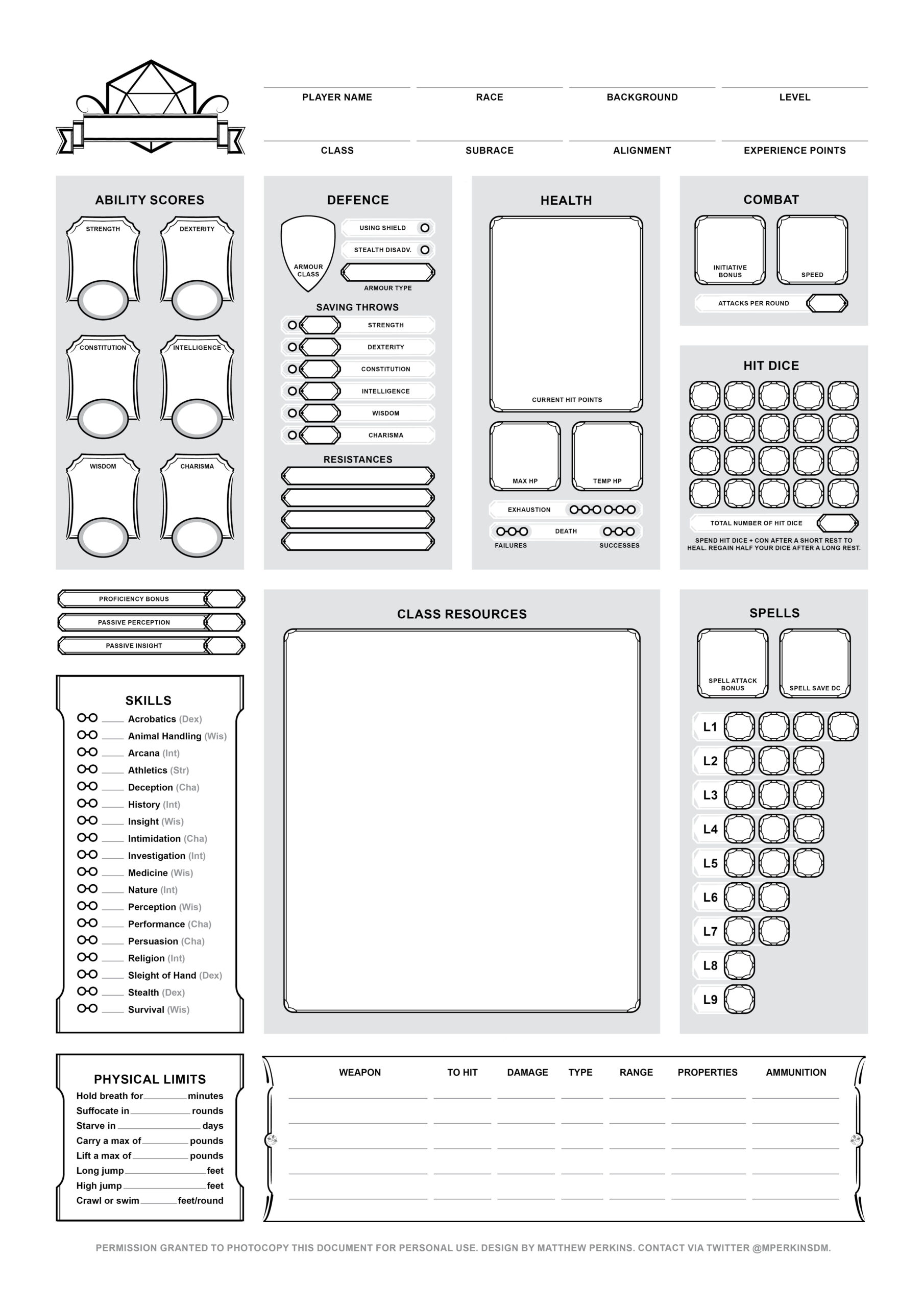 Character Sheet Final pertaining to Dnd Printable Character Sheets