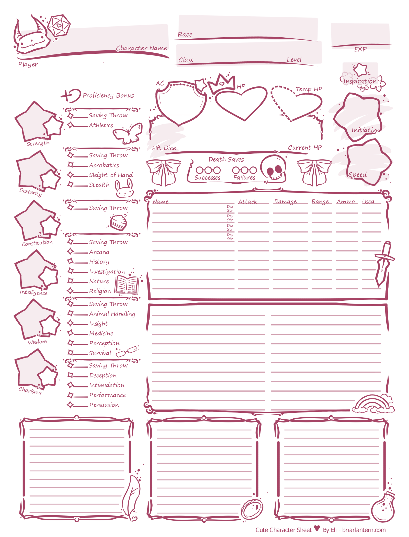 Character Sheet inside Printable D&amp;amp;amp;D Character Sheet