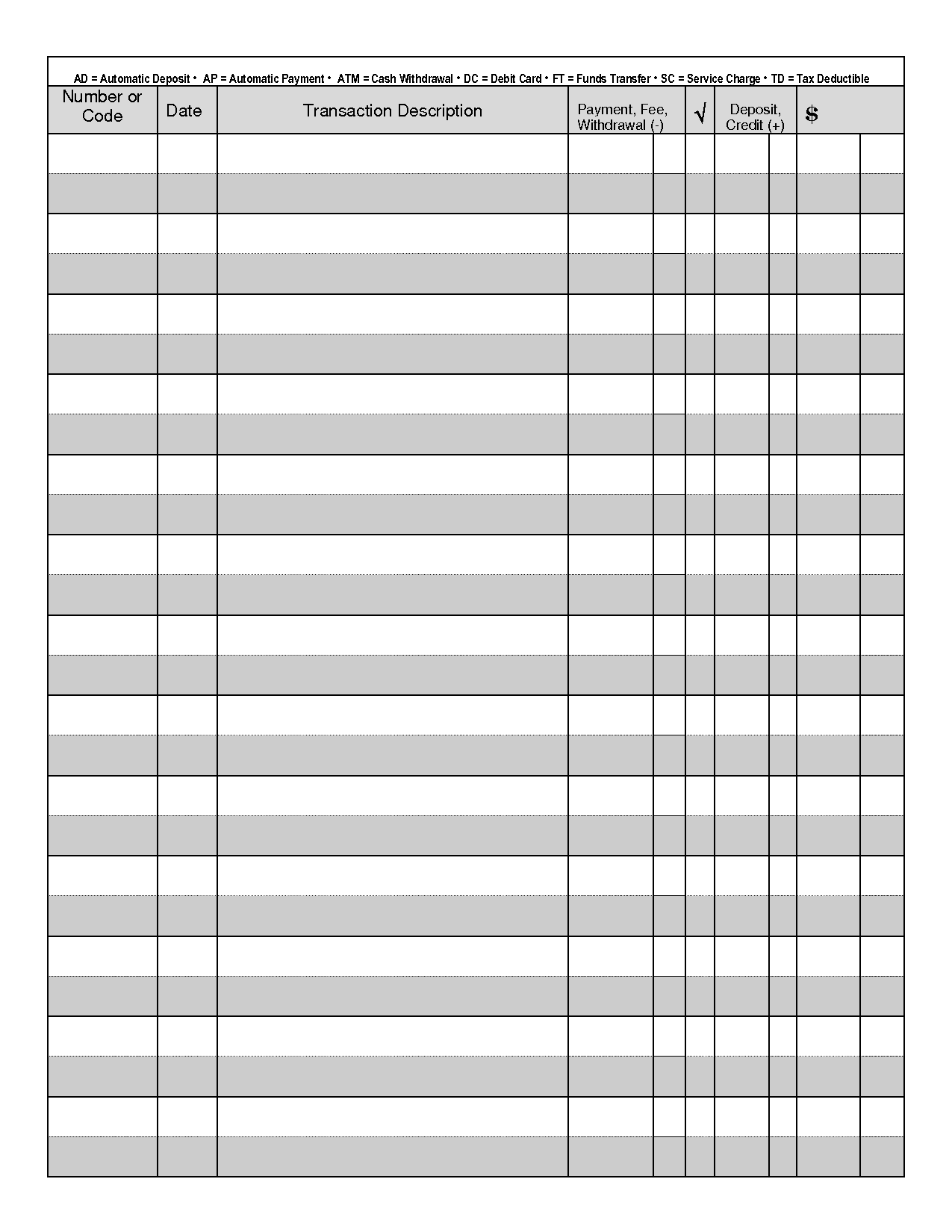 Check Register Full Page - 10 Free Pdf Printables | Printablee for Free Printable Check Registers