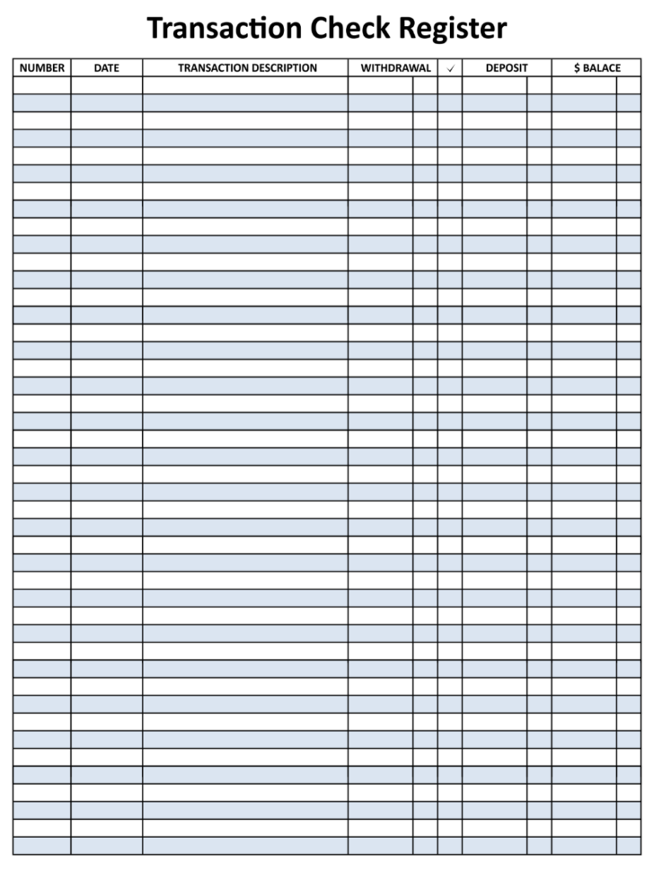 Free Printable Check Register