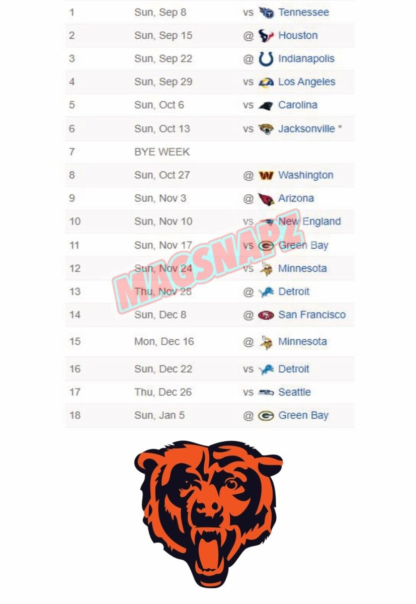 Chicago Bears 2024 Nfl Football Schedule 4X6 Beer Fridge Magnet | Ebay with regard to Bears Schedule 2024 Printable