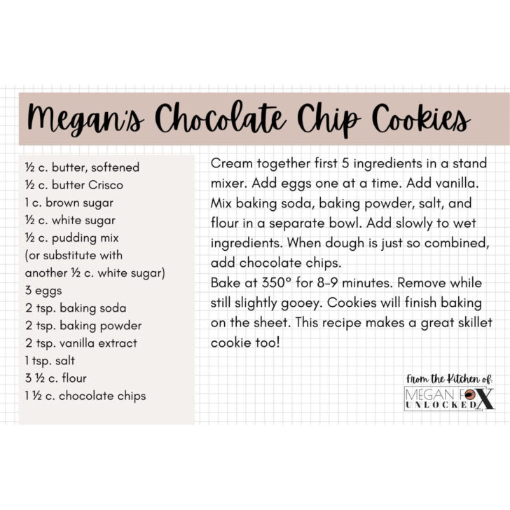 Printable Chocolate Chip Cookie Recipe