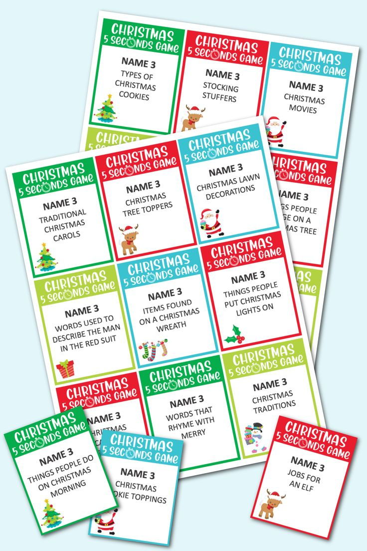 Christmas 5 Seconds Game for Name 5 Things Game Printable