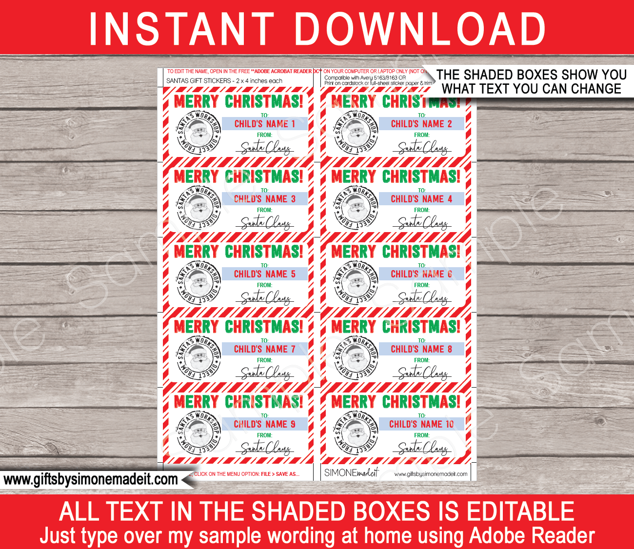 Christmas Gift Labels Template (Santa&amp;#039;S Workshop) - Red &amp;amp; Green in ChristmasFrom Tags Printable