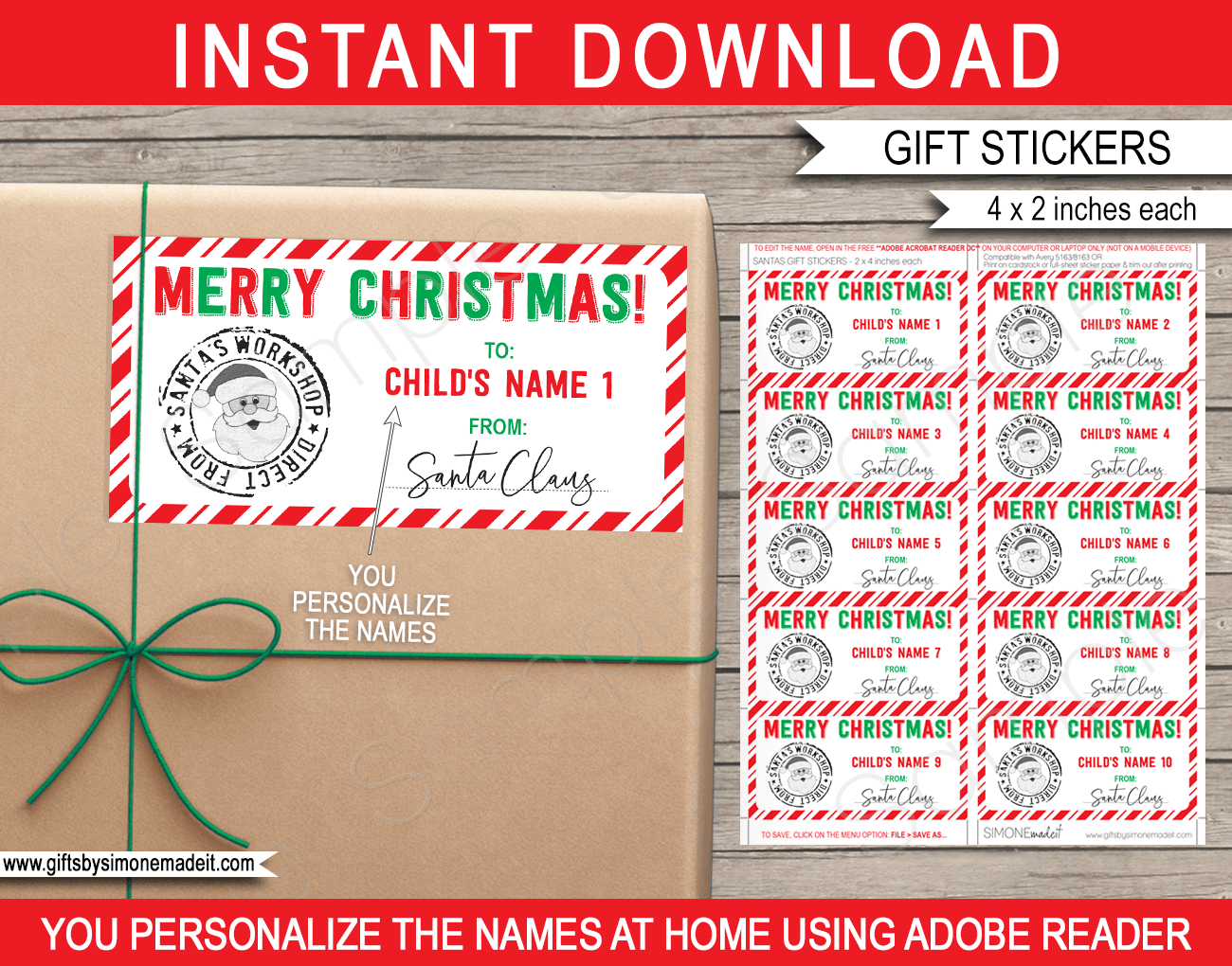 Christmas Gift Labels Template (Santa&amp;#039;S Workshop) - Red &amp;amp; Green inside Christmasfrom Tags Printable