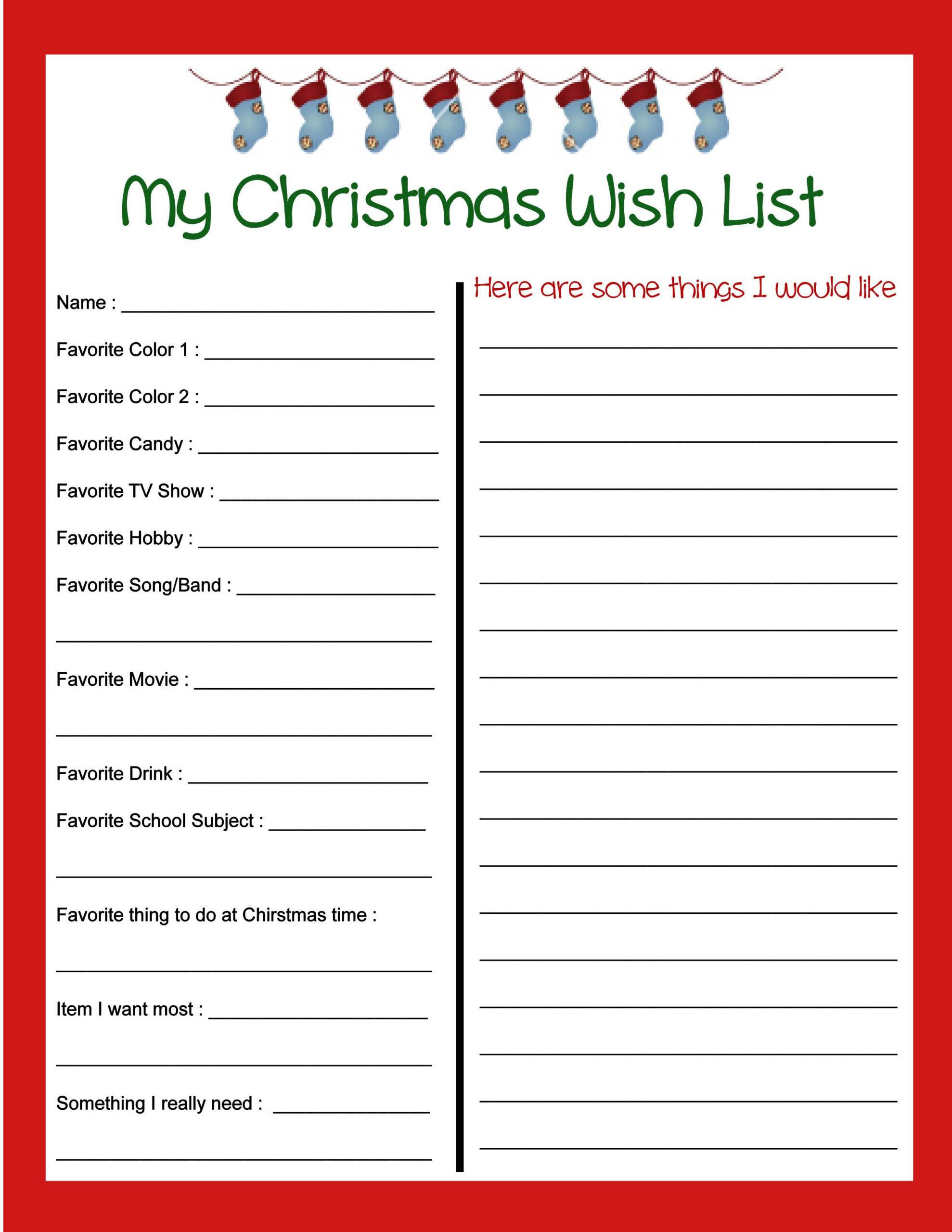 Christmas Printables pertaining to Santa Wish List Printable