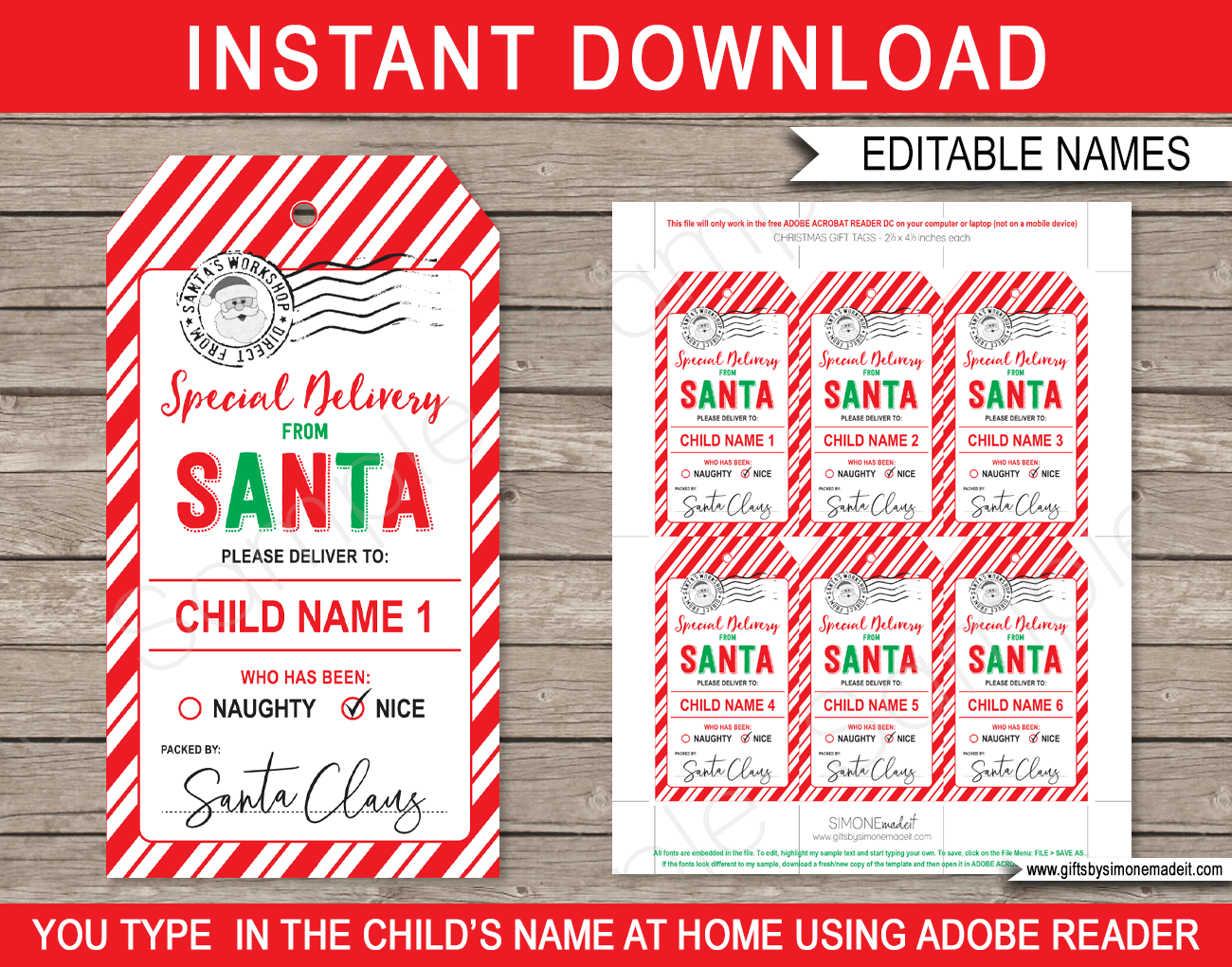 Christmas Santa Gift Tags - Red &amp;amp; Green intended for ChristmasFrom Tags Printable