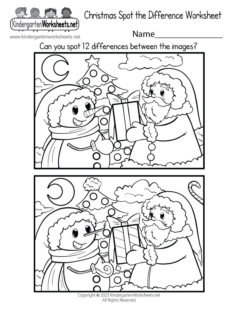 Christmas Spot The Difference Worksheet - Free Printable, Digital intended for Printable Christmas Activity Sheets