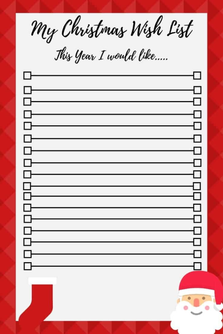 Santa Claus Wish List Printable