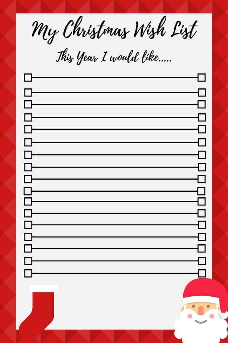 Christmas Wish List Free Printable for Santa Claus Wish List Printable