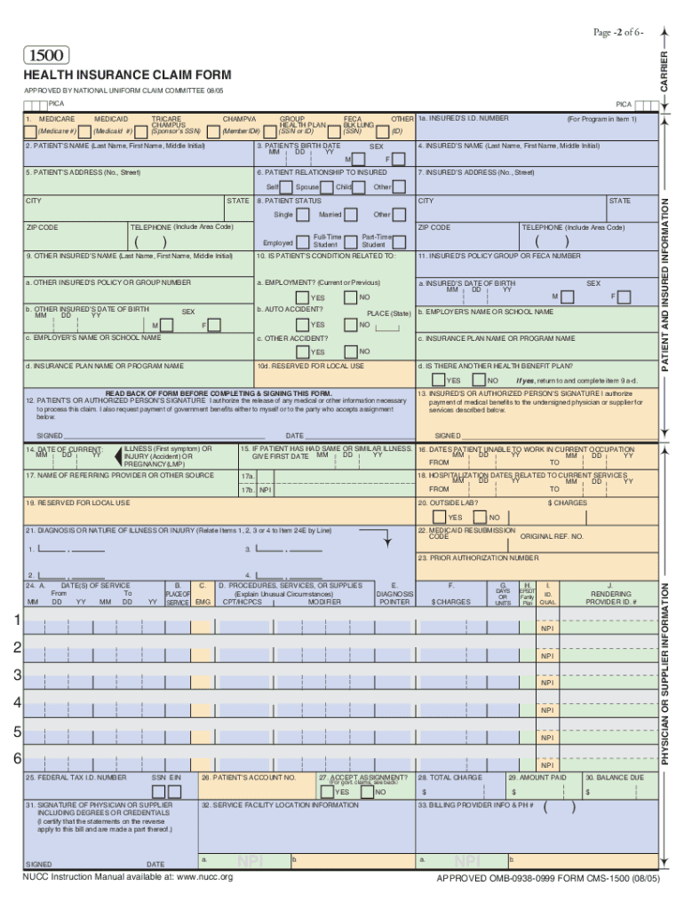 Cms 1500 Fillable Form Free: Fill Out &amp;amp; Sign Online | Dochub inside Printable Cms 1500 Form