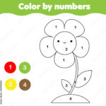 Coloring Page With Flower. Colornumbers Printable Activity For In Printable FlowersColor