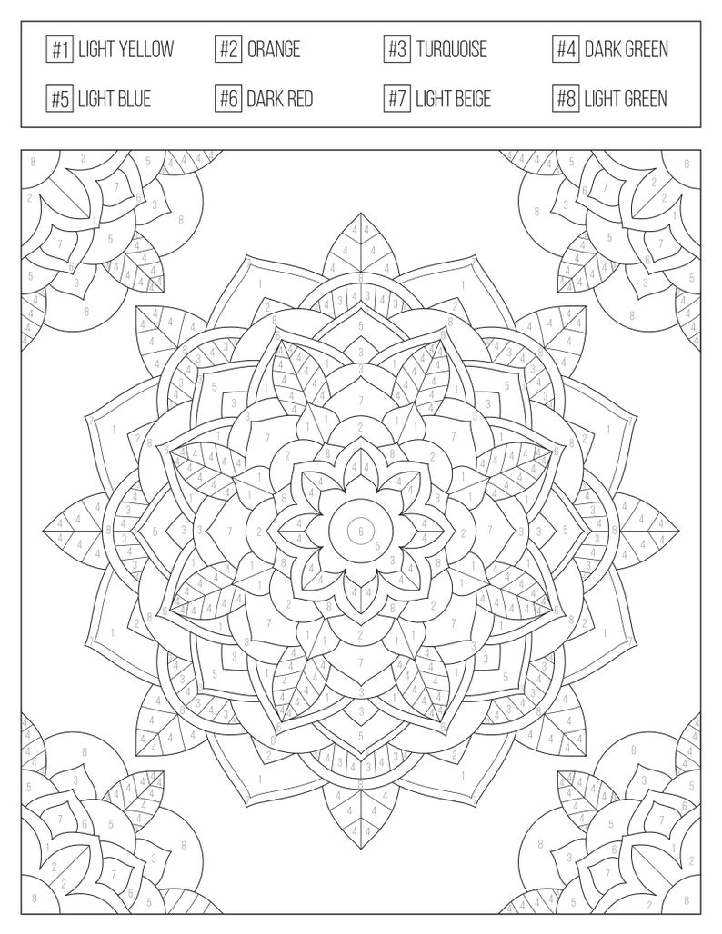 Colornumbers Printable Coloring Book For Adults &amp;amp; Teens , Etsy with regard to Colour By Numbers Printable For Adults