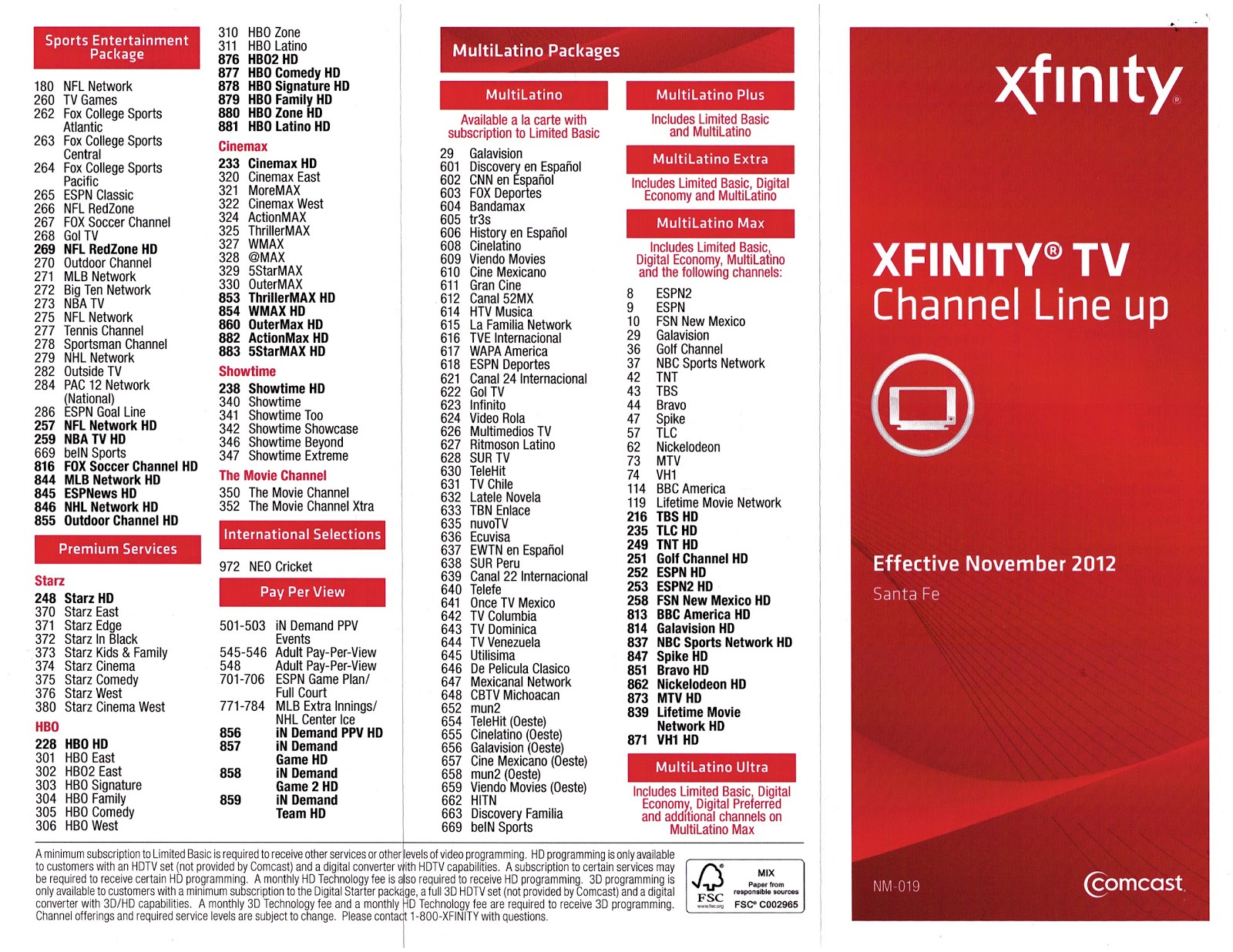 Comcast Xfinity Channel Line Up: Comcast / Xfinity, Albuquerque for Comcast Xfinity Channel Lineup Printable