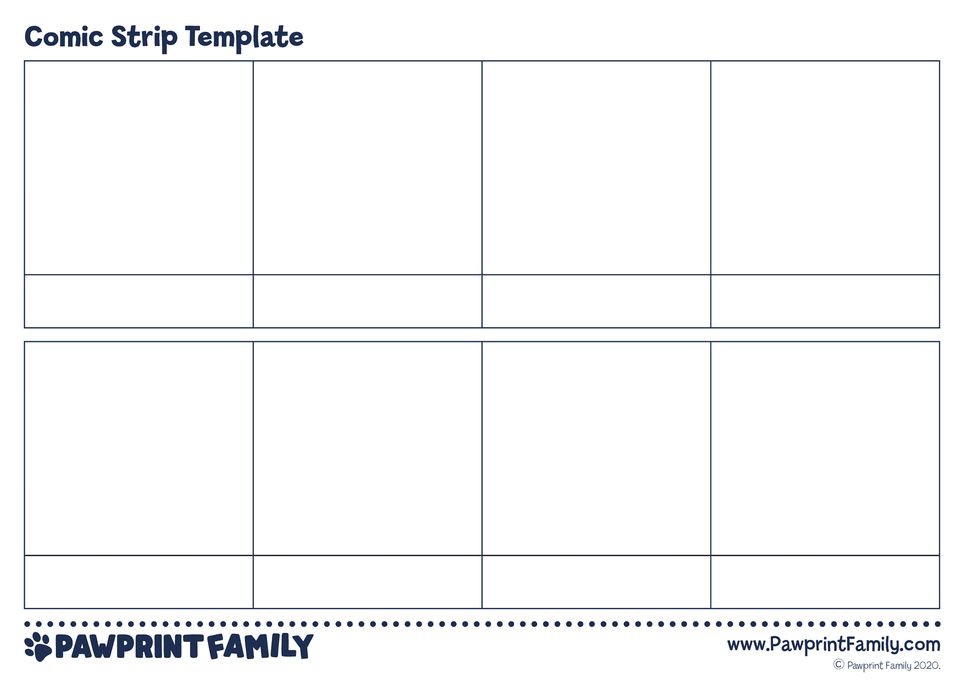 Comic Strip Template - Pawprint Family pertaining to Blank Cartoon Strip Printable