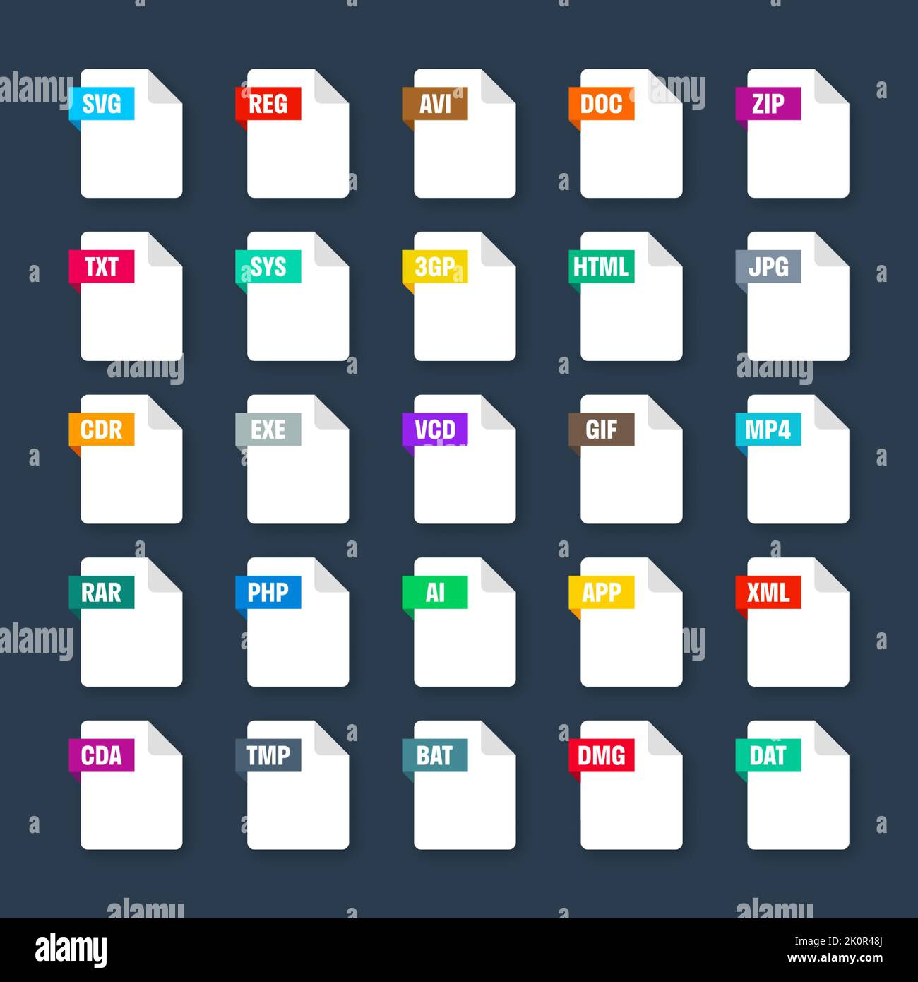 Common System File Formats. Document Types And Extensions. Flat throughout Types Of Printable Documents Icon