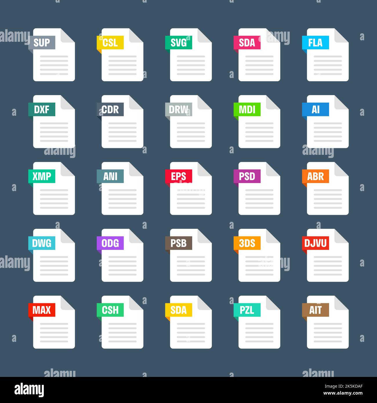 Common System File Formats. Document Types And Extensions. Flat within Types Of Printable Documents Icon