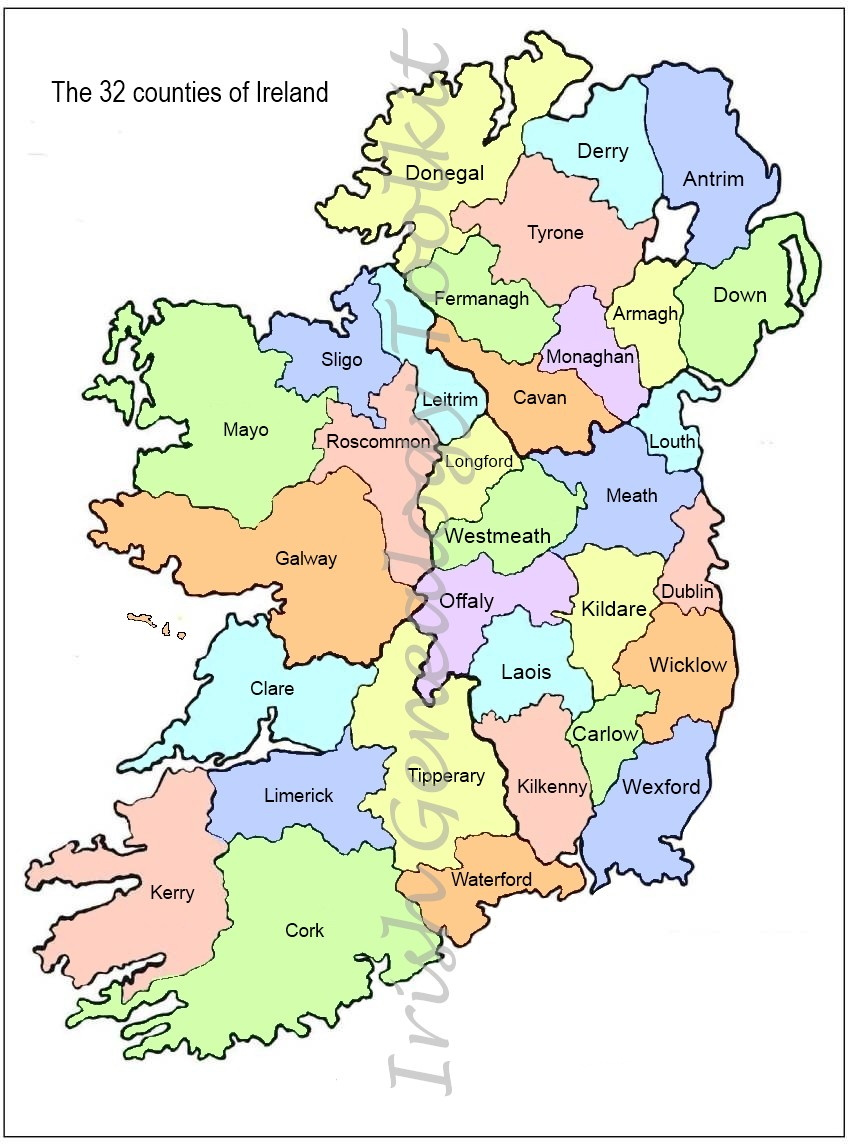 County Map Of Ireland: Free To Download for Printable Map Of Ireland